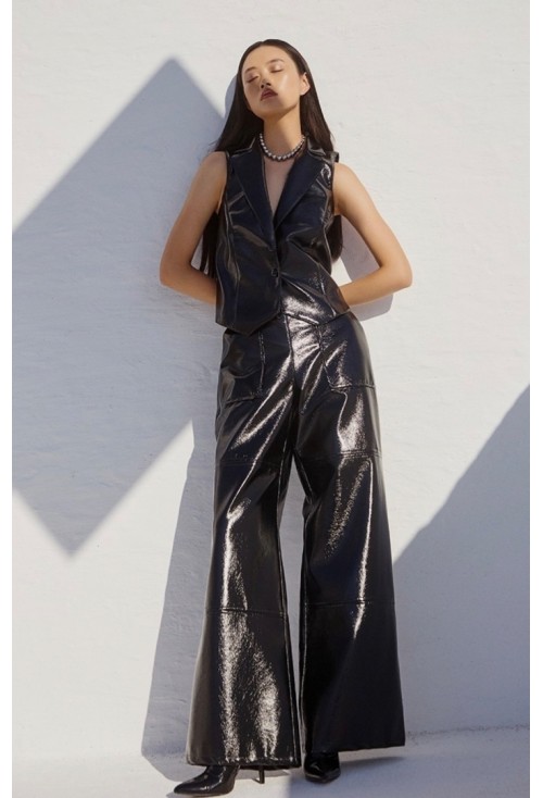 Vinyl Wide Leg Trousers 