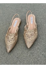 Gold Sling Back Flats